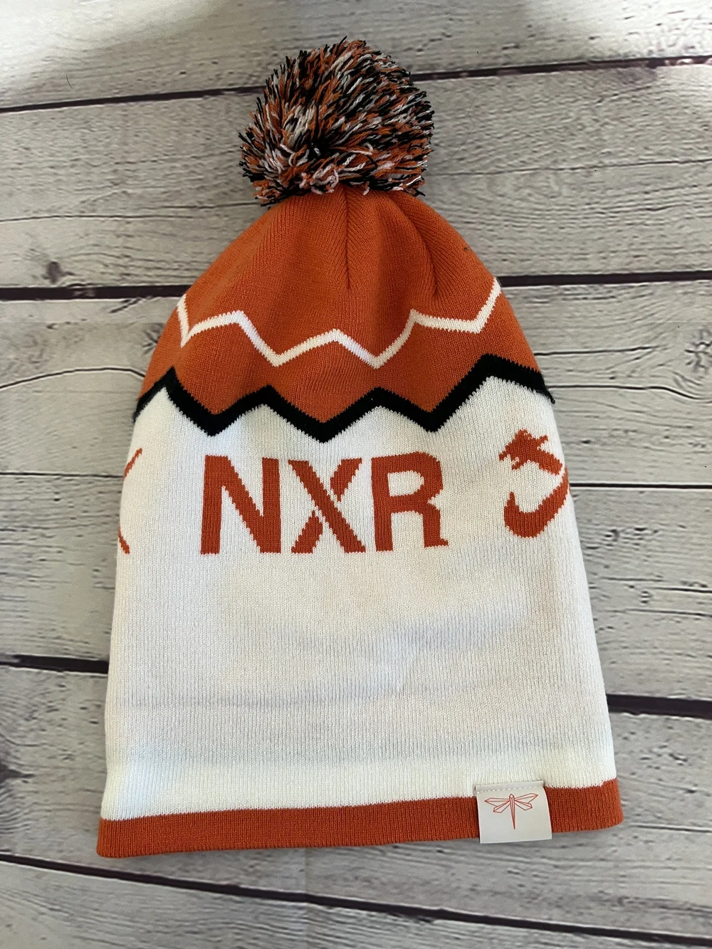 Nike NXR Orange, White & Black Pom Knit Beanie